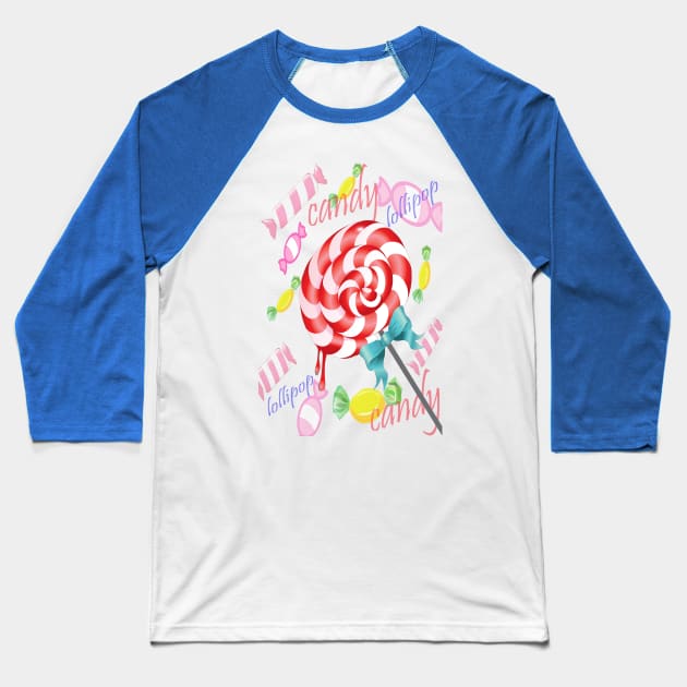 lollipop Baseball T-Shirt by Zaina750